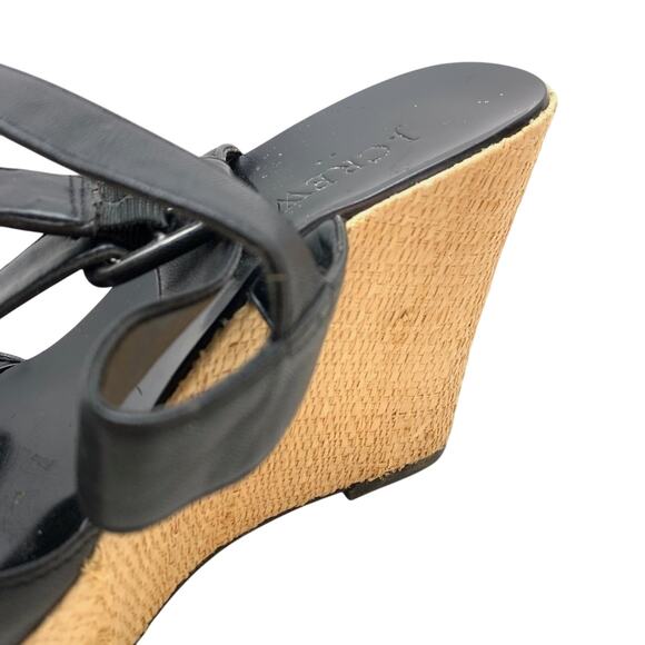 J Crew Womens Open Toe Black Wedge Platform Sandals Shoes Heels Slingback sz 6 - Picture 8 of 16